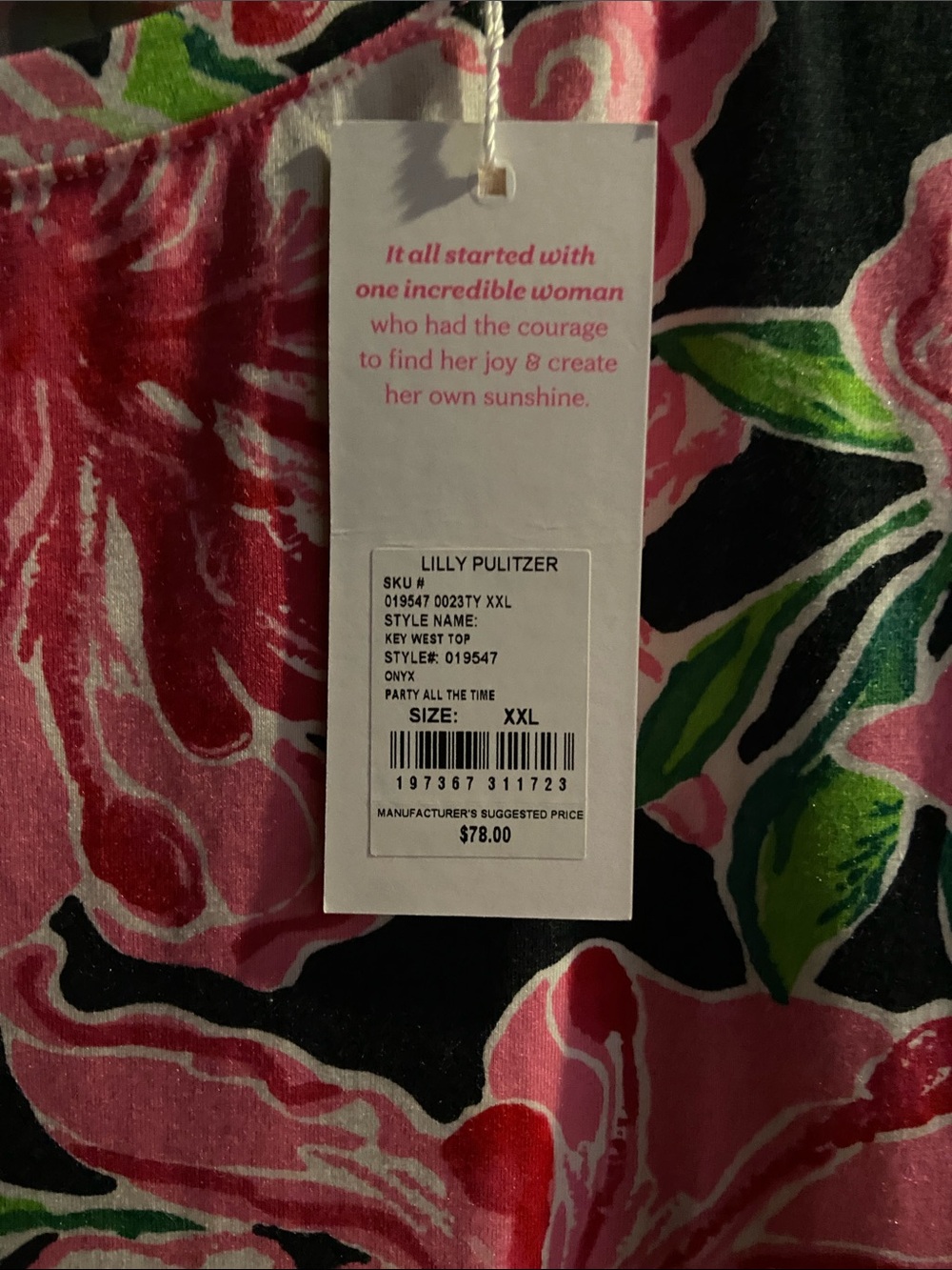 Lilly Pulitzer Key West Top in Onyx Party All The Time - XXL - NWT - Picture 9 of 9